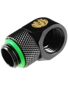 Bitspower G1/4" Male to Female Extender Fitting, 90 Degree Rotary, Matte Black
